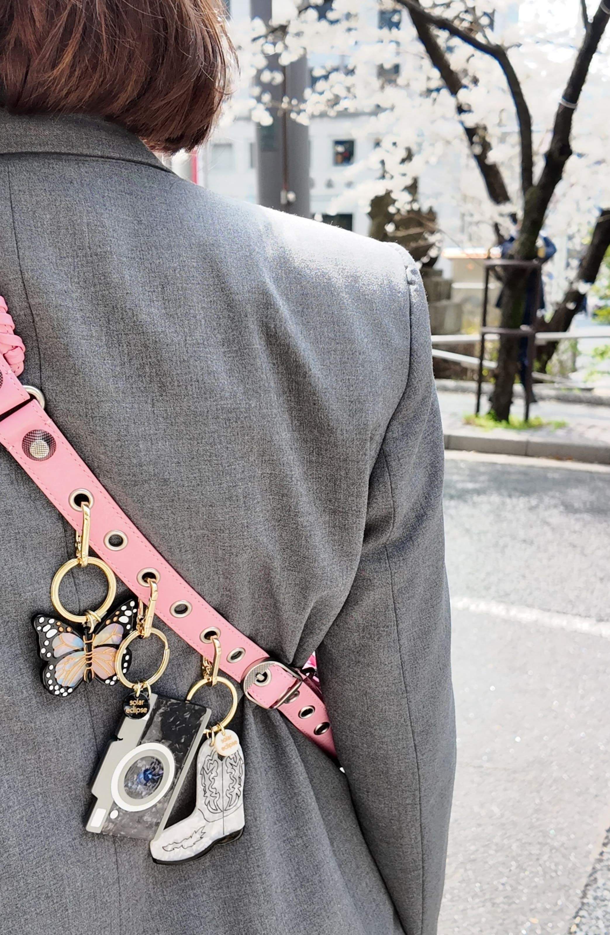 Solar Eclipse Hand Painted Cowboy Boot Key Chain Bag Charm, Alternate, color, White