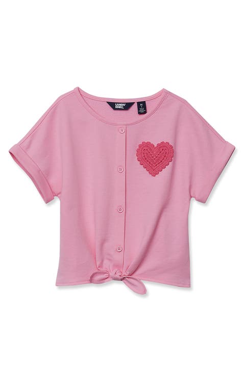 Girls Slouchy Button Front Terry Knit Top