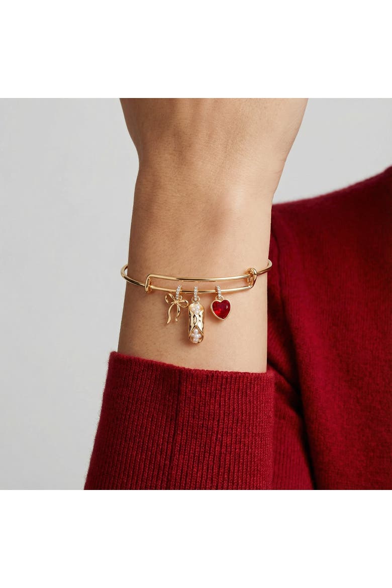 'There Cannoli Be You' Bow & Heart Multi Charm Bangle, Alternate, color, Gold