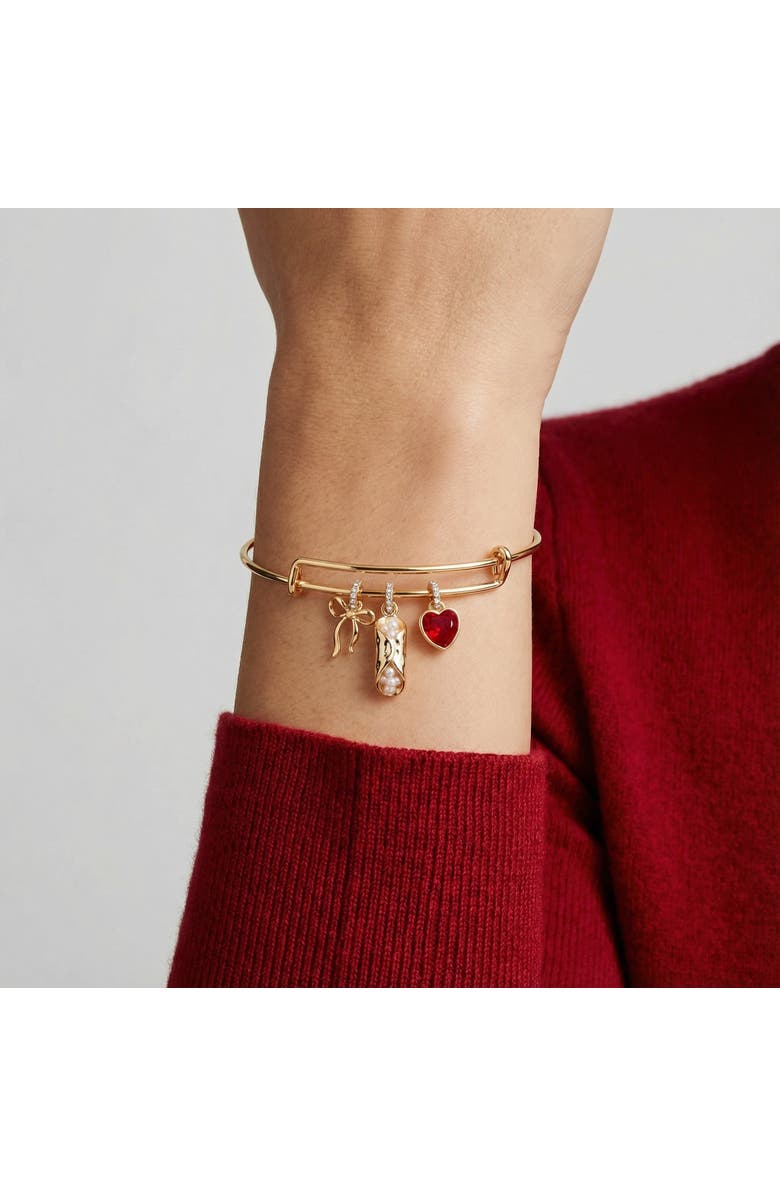 Alex and Ani 'There Cannoli Be You' Bow & Heart Multi Charm Bangle, Alternate, color, Gold