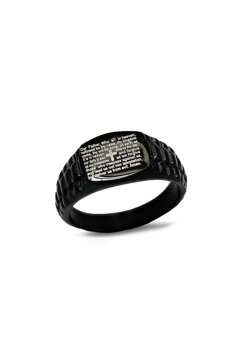 Our Father Signet Ring, Main, color, BLACK