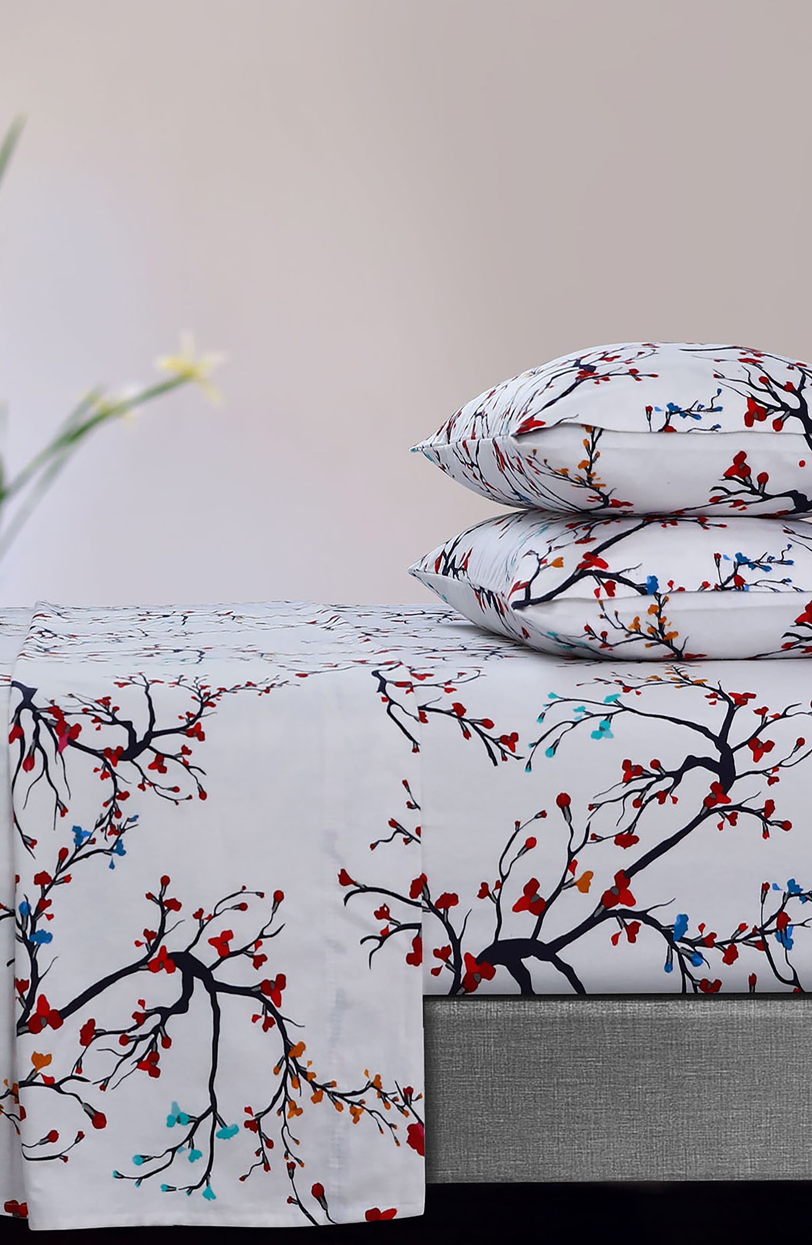 AZORES HOME Emilia Tree Cotton Flannel Sheet Set