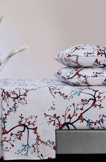 AZORES HOME Emilia Tree Cotton Flannel Sheet Set