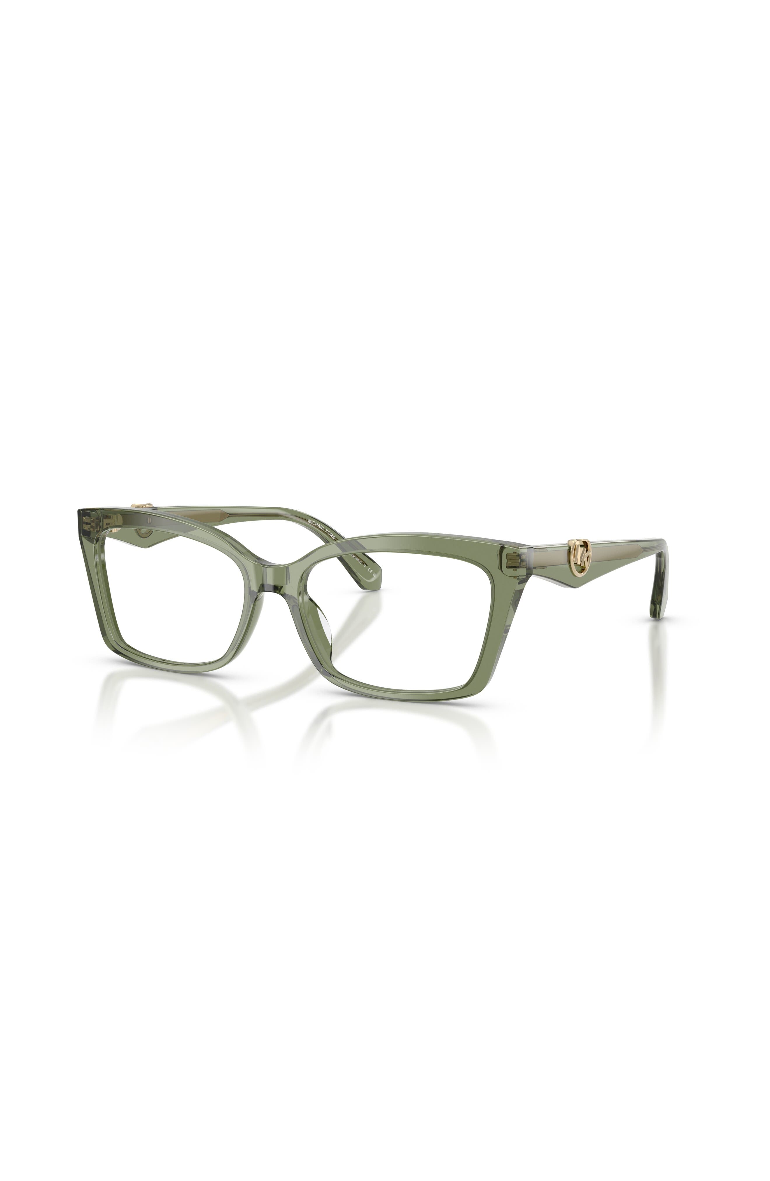 Michael Kors 53mm Rectangle Optical Glasses In Green