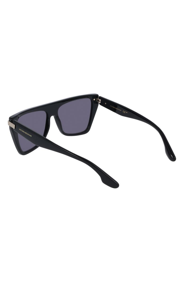 Victoria Beckham 57mm Modified Rectangular Sunglasses, Alternate, color, Black