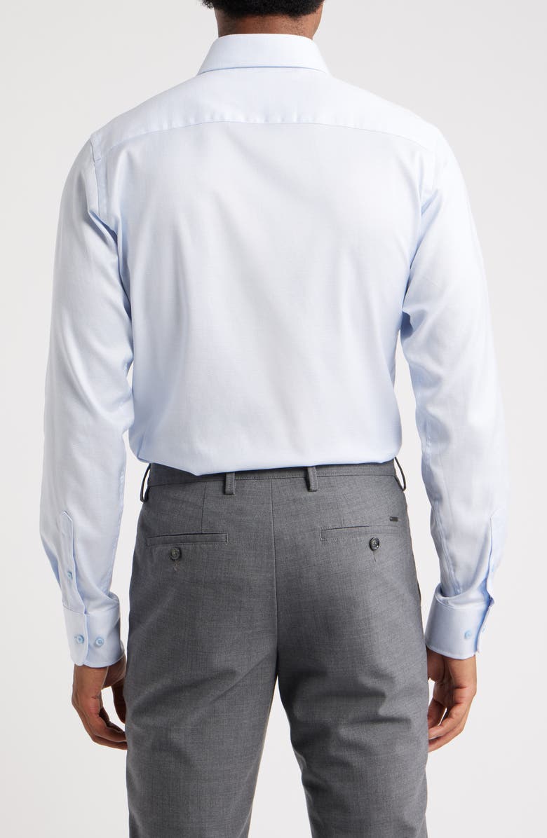 David Donahue Slim Fit Stretch Micro Twill Dress Shirt, Alternate, color, White/ Sky