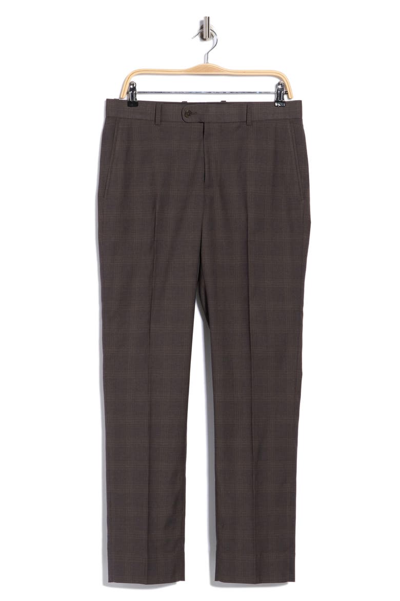Trim Fit Check Trousers, Alternate, color, BROWN CHECK