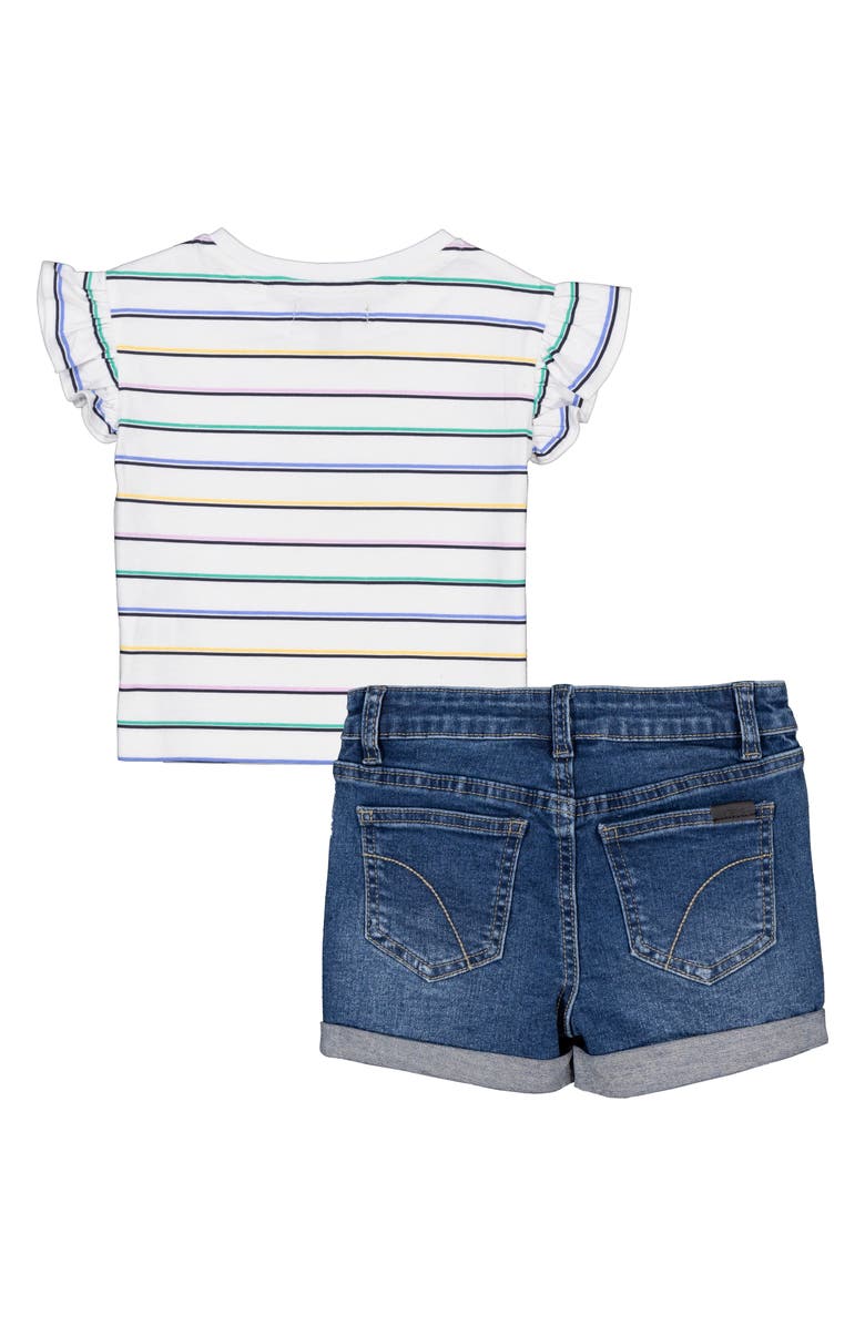 Joe's Jeans Flutter Sleeve T-Shirt & Cuff Denim Shorts Set, Alternate, color, Stripe