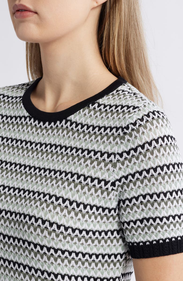 Anne Klein Stitch Crewneck Cotton Blend T-Shirt, Alternate, color, 