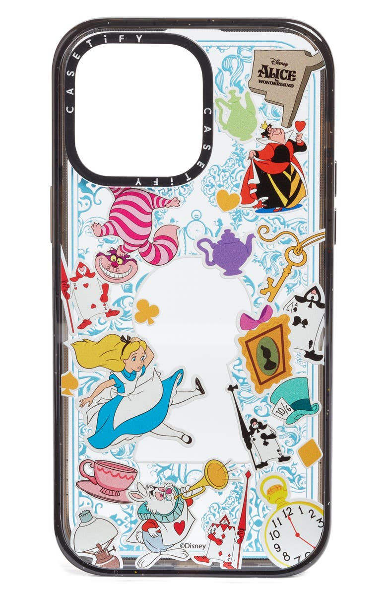 CASETiFY x Disney Alice in Wonderland Stickermania iPhone 13 Pro/13 Pro Max & 14 Plus/14 Pro Max Case, Main, color, Clear/ Glossy Black