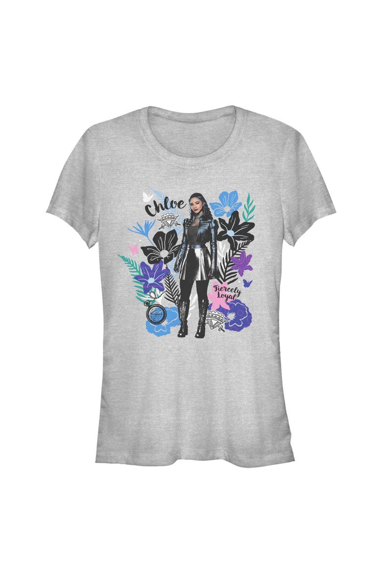 Juniors Descendants Wicked Wonderland Fiercely Loyal Portrait T Shirt, Main, color, Athletic Heather