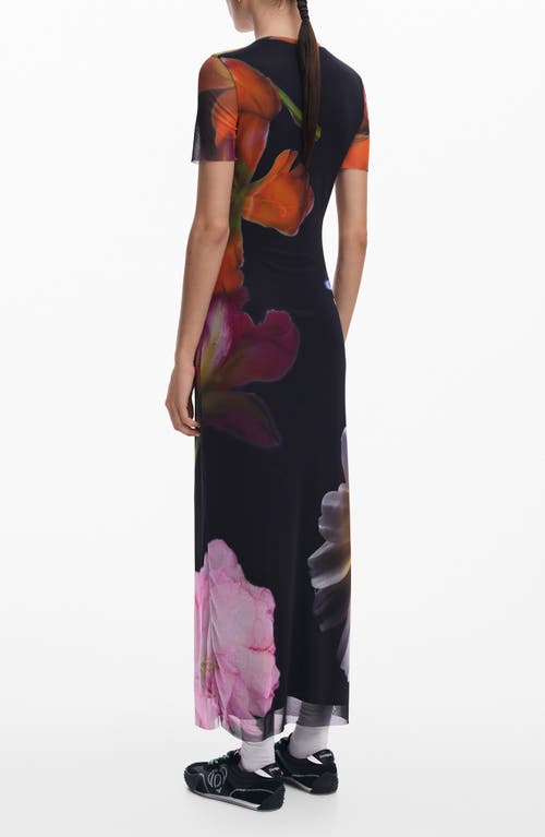 Desigual Floral-print Midi Dress In Black
