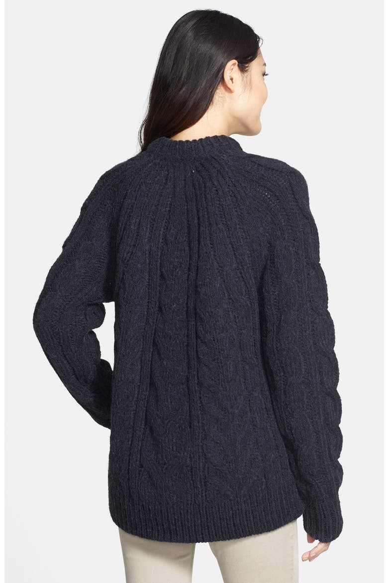 Cable Knit Sweater, Alternate, color, NEW NAVY