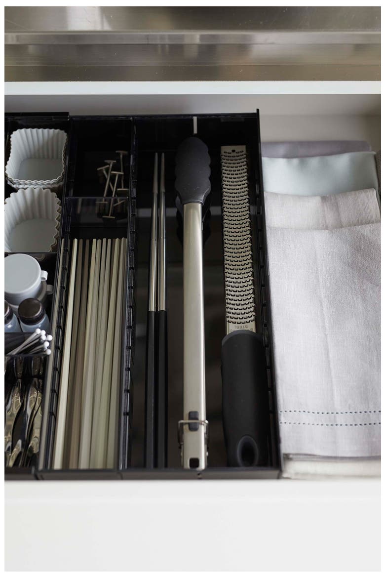 Expandable Cutlery Organizer, Alternate, color, BLACK