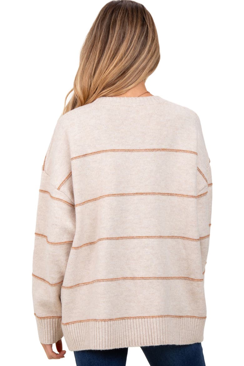 Striped Drop Shoulder Sweater, Alternate, color, Beige