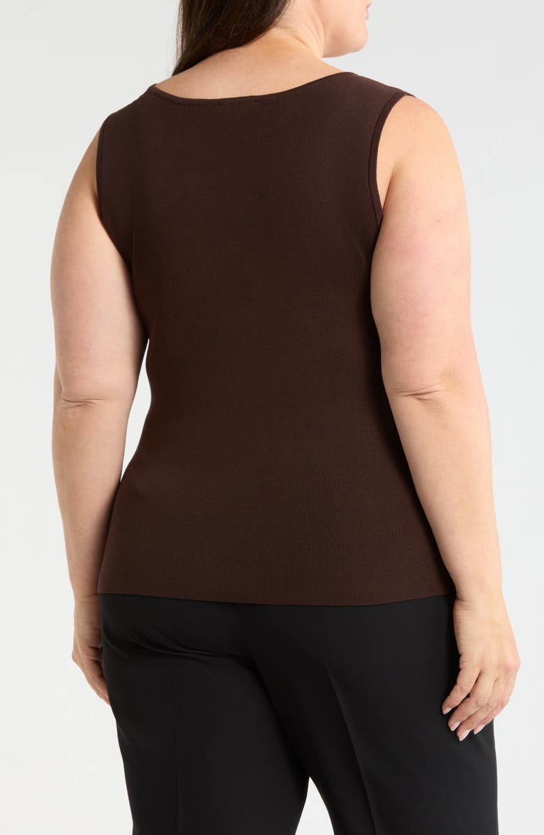 Tahari ASL Scoop Neck Sweater Tank, Alternate, color, Espresso
