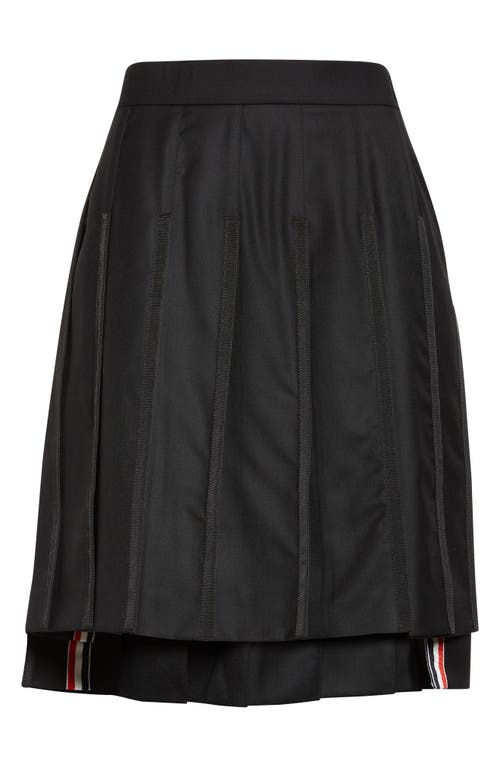 Thom Browne Drop Back Pleated Wool Skirt In Black