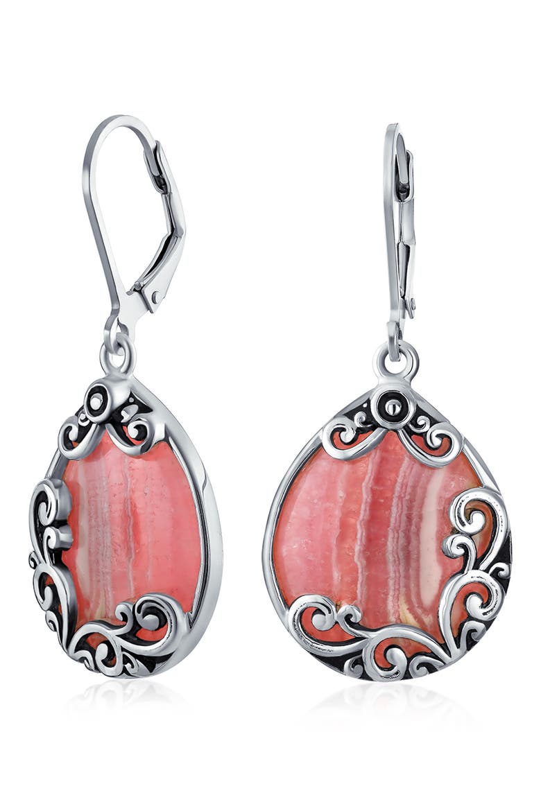 Sterling Silver Teardrop Earrings, Alternate, color, PINK