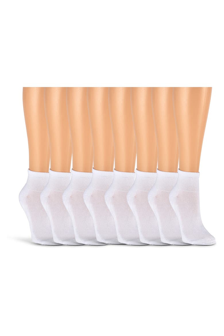 8-Pack Full Cushion Quarter Socks, Alternate, color, WHITE