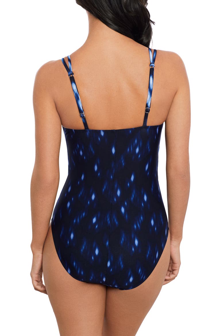 Indio Saki Tie Front One-Piece Swimsuit, Alternate, color, BLUE MULTI
