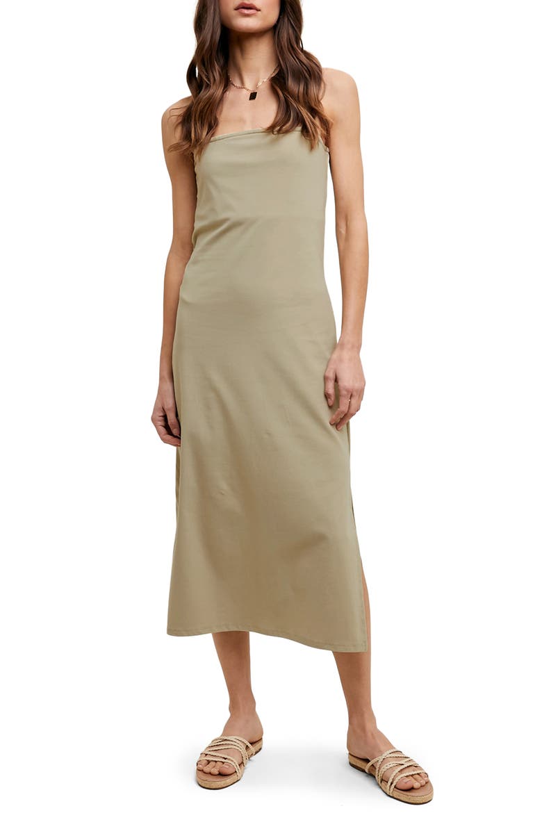 Knit Midi Dress, Main, color, KHAKI