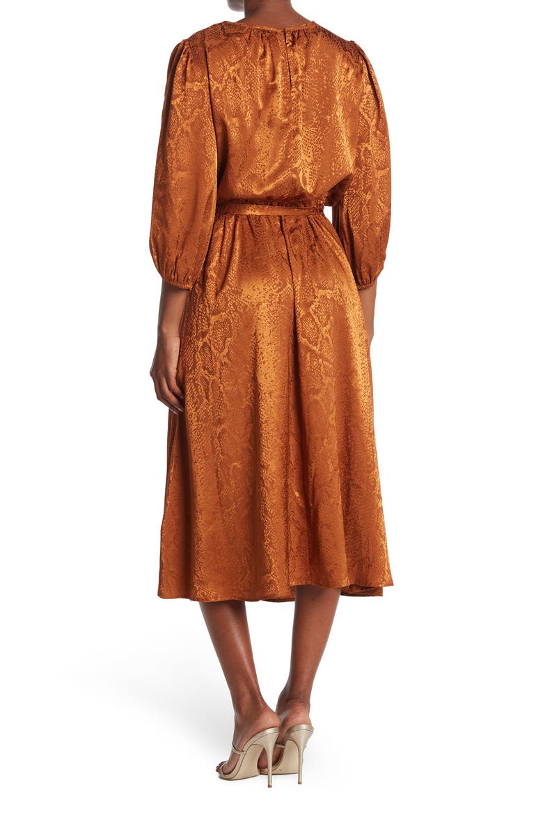 3/4 Sleeve Midi Dress, Alternate, color, GINGER