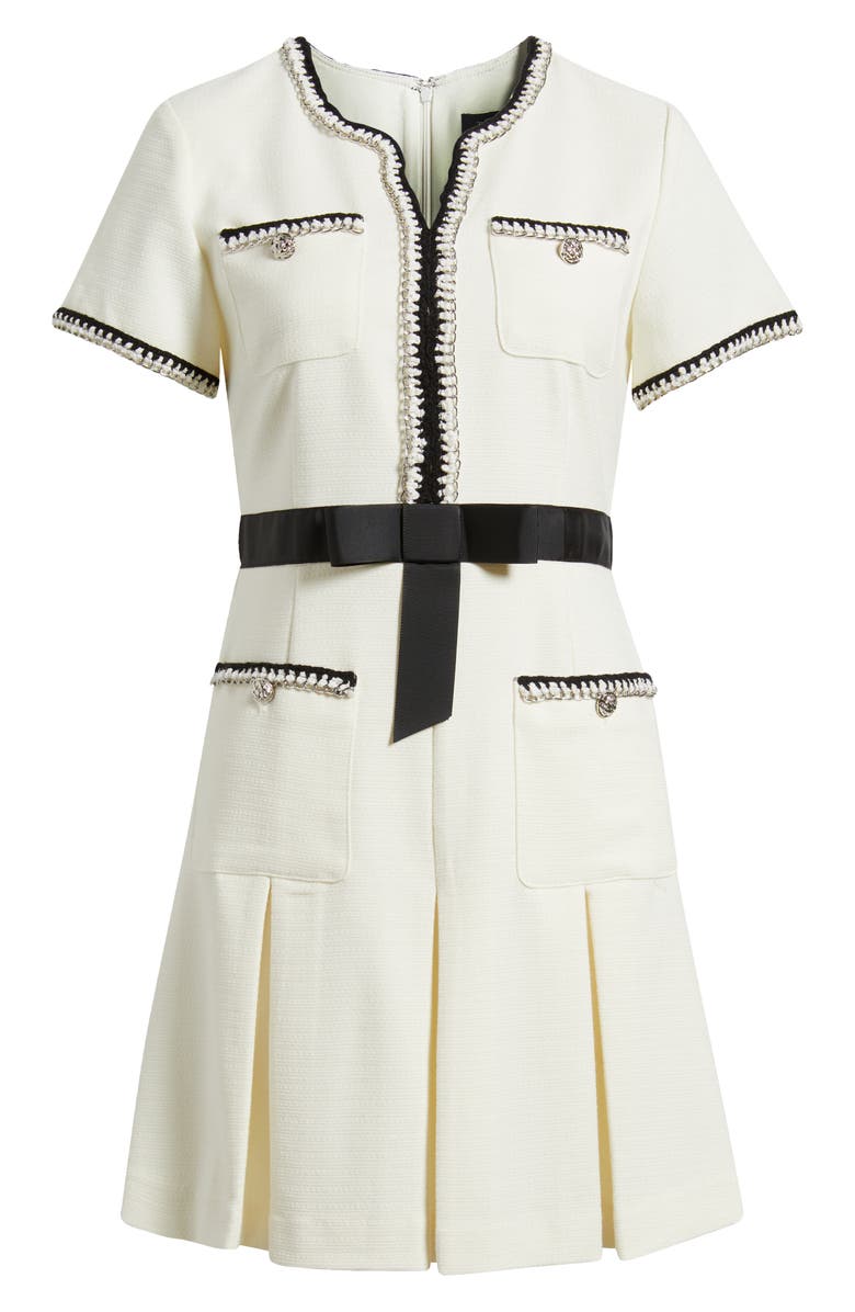 Tahari ASL Contrast Trim Short Sleeve Dress, Alternate, color,