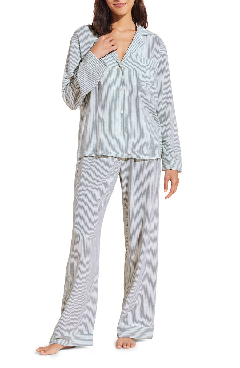 Eberjey Nautico Stripe Long Sleeve Top & Pants Pajamas, Main, color, 