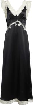 Tanner Fletcher Gender Inclusive Irene Lace Trim Silk Charmeuse Midi Dress