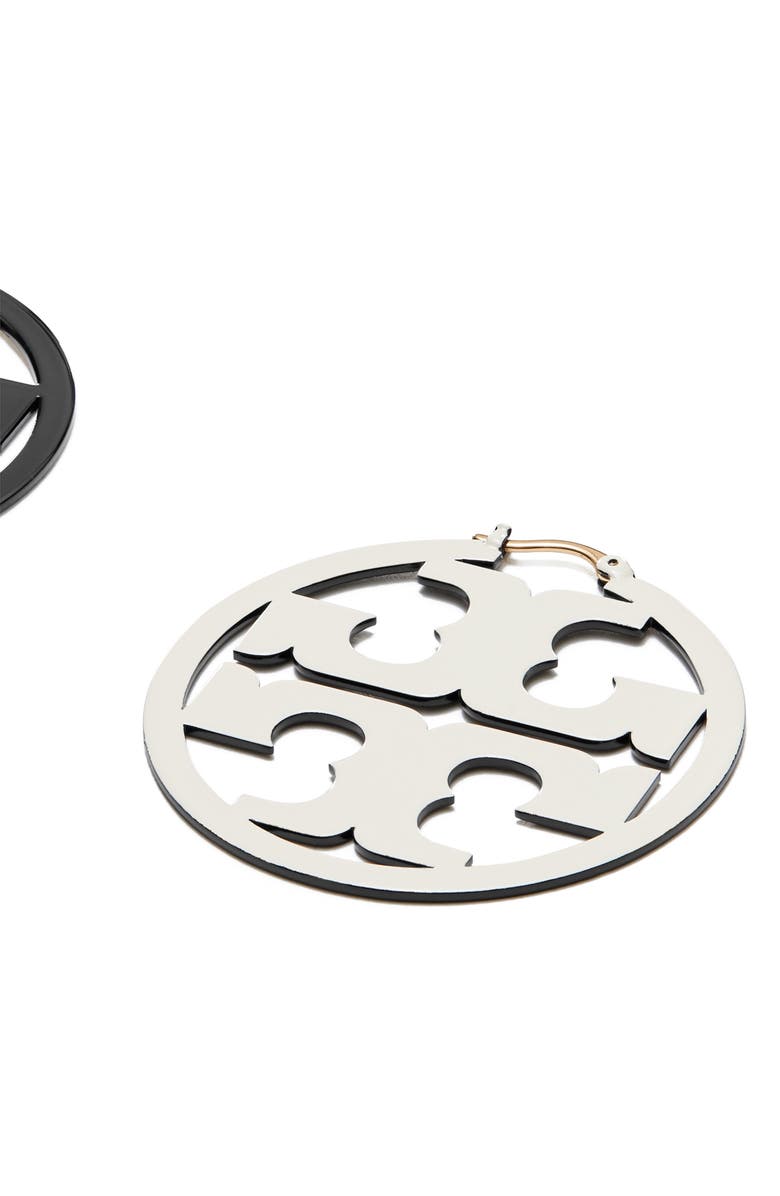 Tory Burch Miller Logo Hoop Earrings, Alternate, color, 