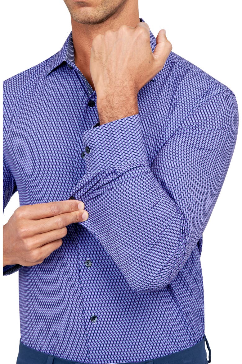 Geometric Print Performance Dress Shirt, Alternate, color, PURPLE