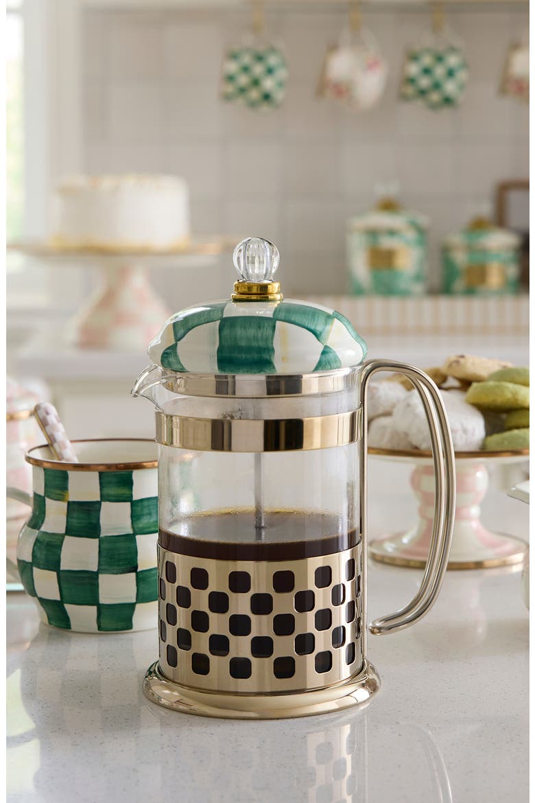 Emerald Check French Press, Alternate, color, EMERALD