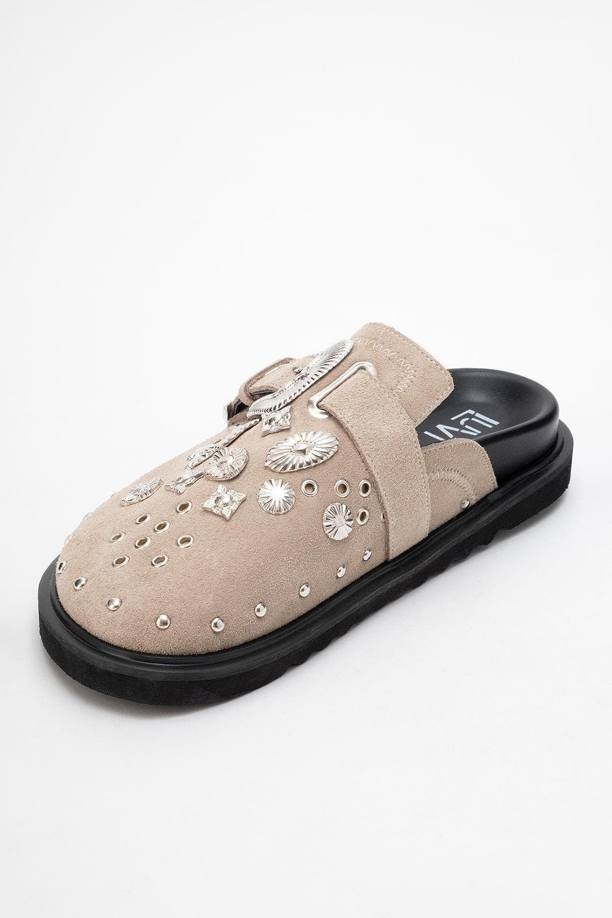 Maril Leather Buckle Sandal, Alternate, color, Beige Leather