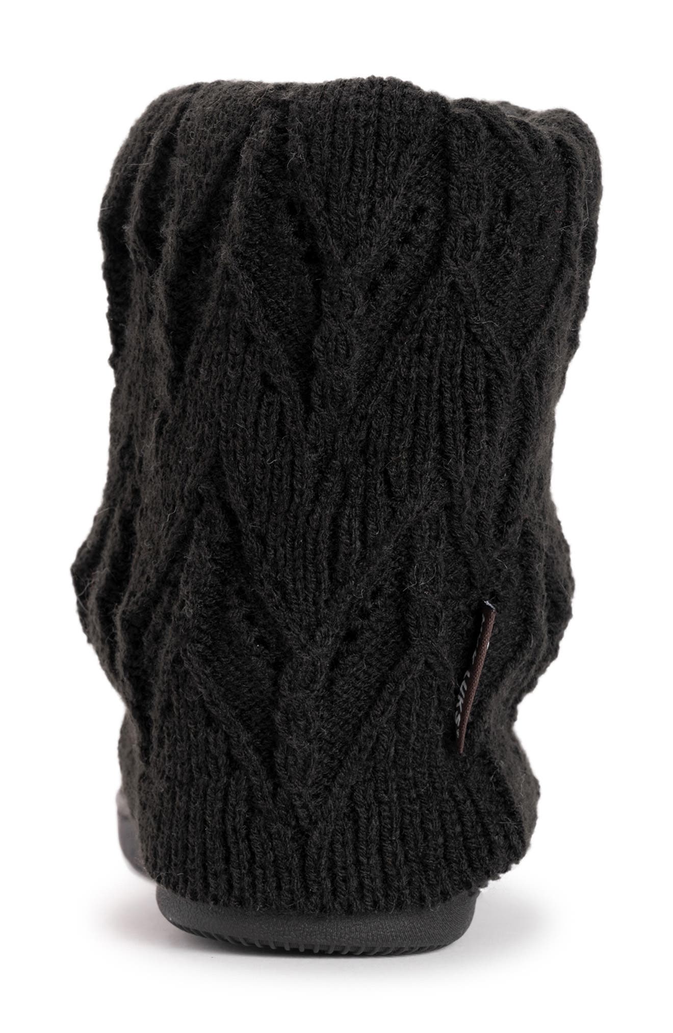 MUK LUKS Raquel Faux Fur Lined Indoor/Outdoor Bootie Slipper, Alternate, color, Black Black