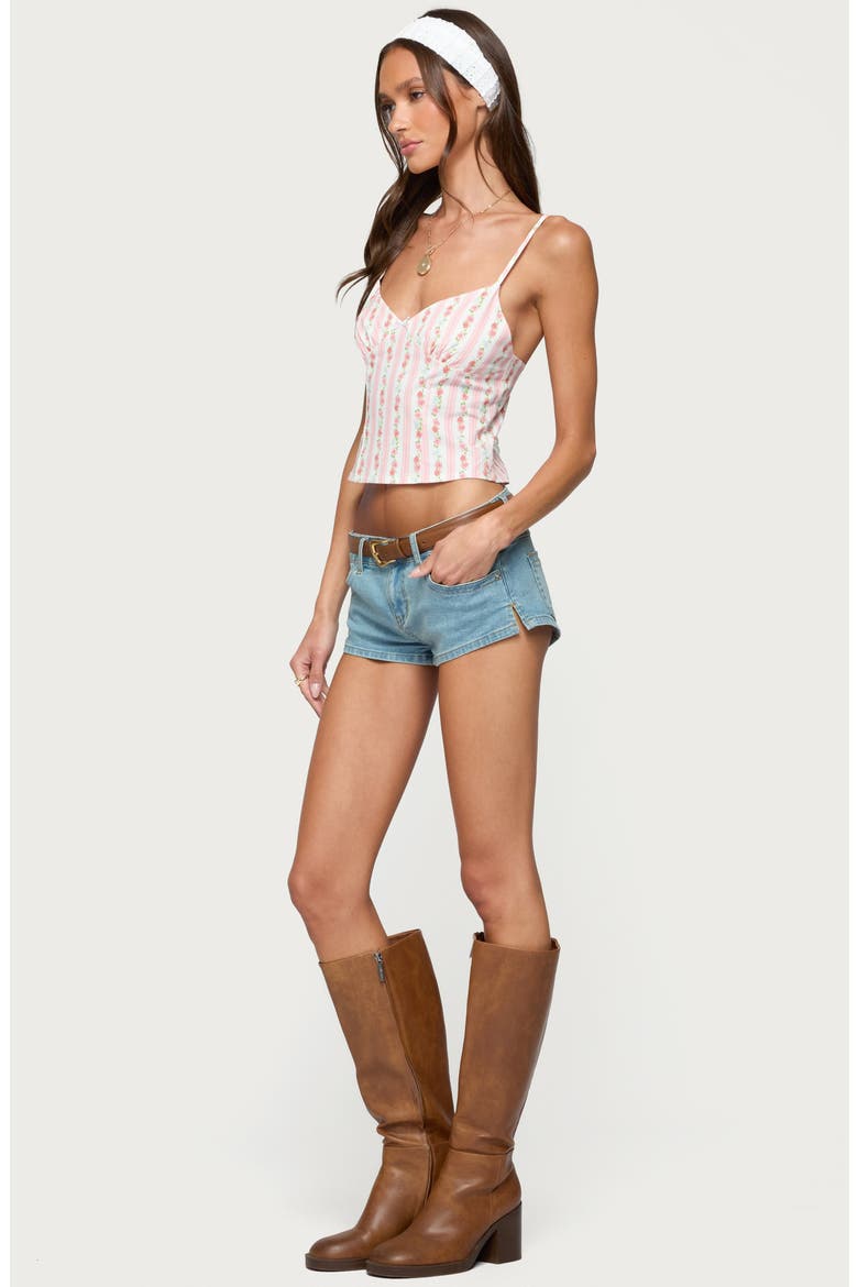 Raia Floral Stripe Lace Trim Open Back Camisole, Alternate, color, WHITE-AND-PINK