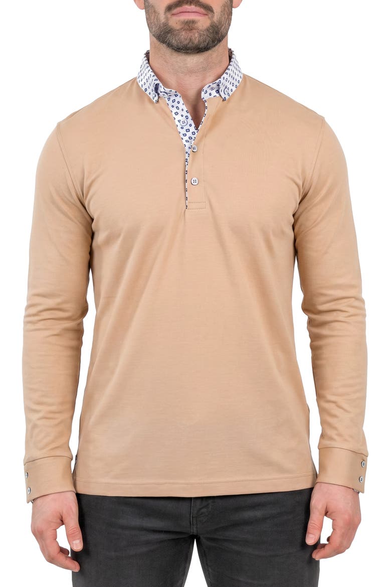 Newton Long Sleeve Polo, Main, color, BEIGE