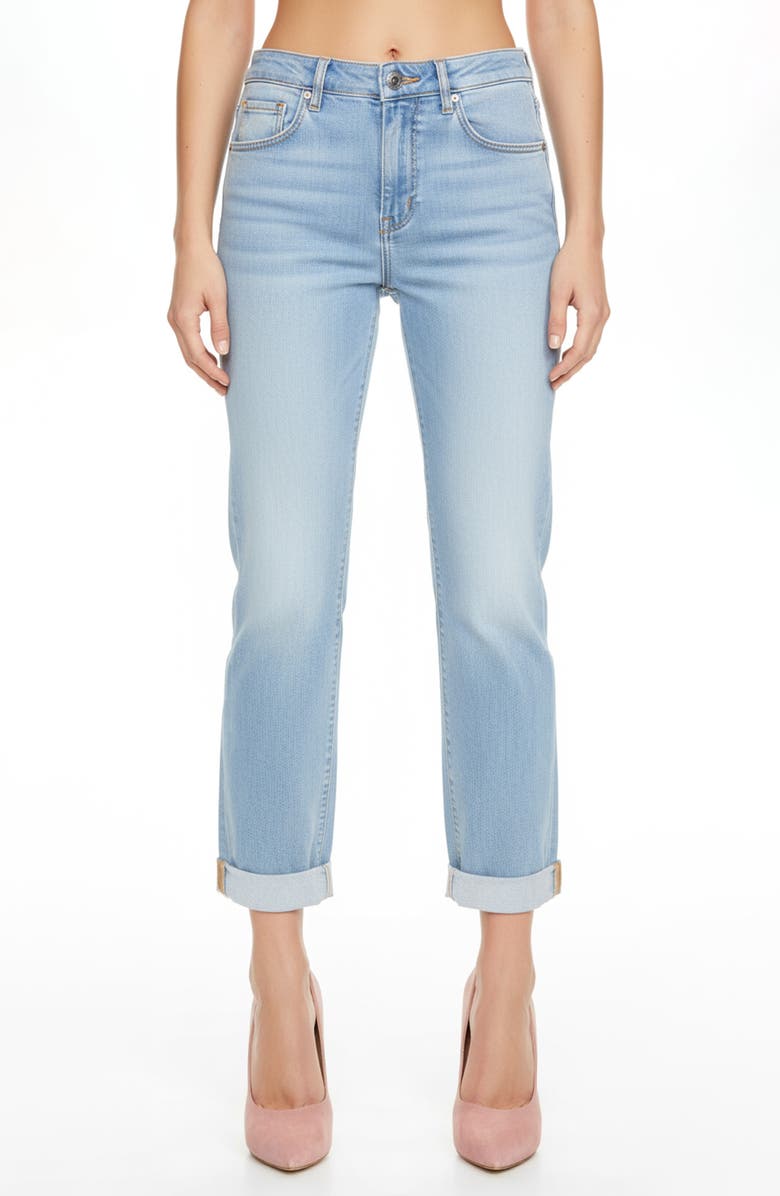 bebe The Cuffed Jeans, Main, color, Light Blue