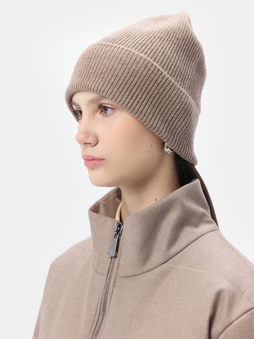 Gobi Mongolian Cashmere Cashmere Rib Knit Beanie In Taupe