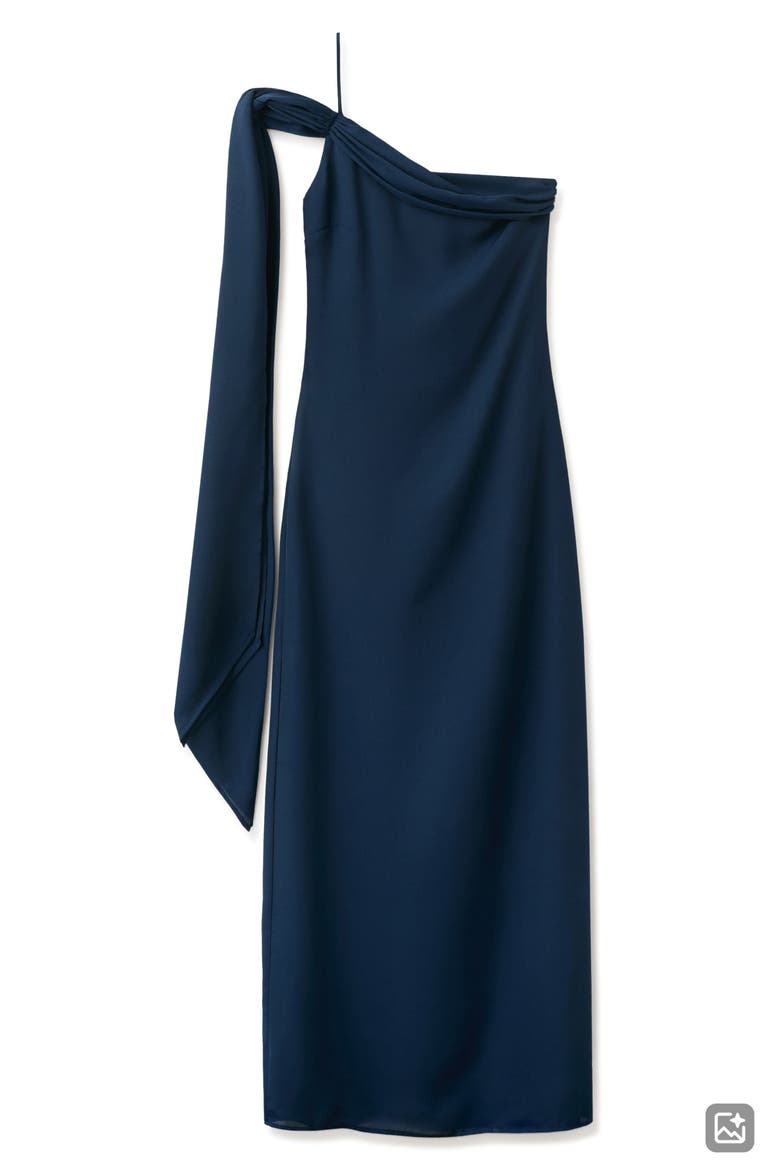 One-Shoulder Midi Dress, Alternate, color, DARK NAVY