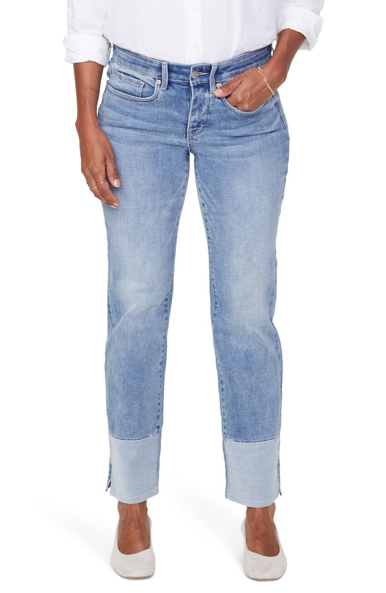 NYDJ Marilyn High Waist Pieced Slit Ankle Jeans, Main, color, 