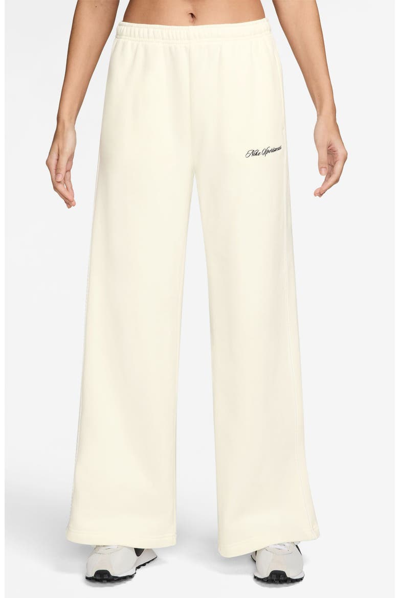 Sportswear Studio Mid Rise Scallop Wide Leg Fleece Pants, Main, color, SAIL/ SAIL