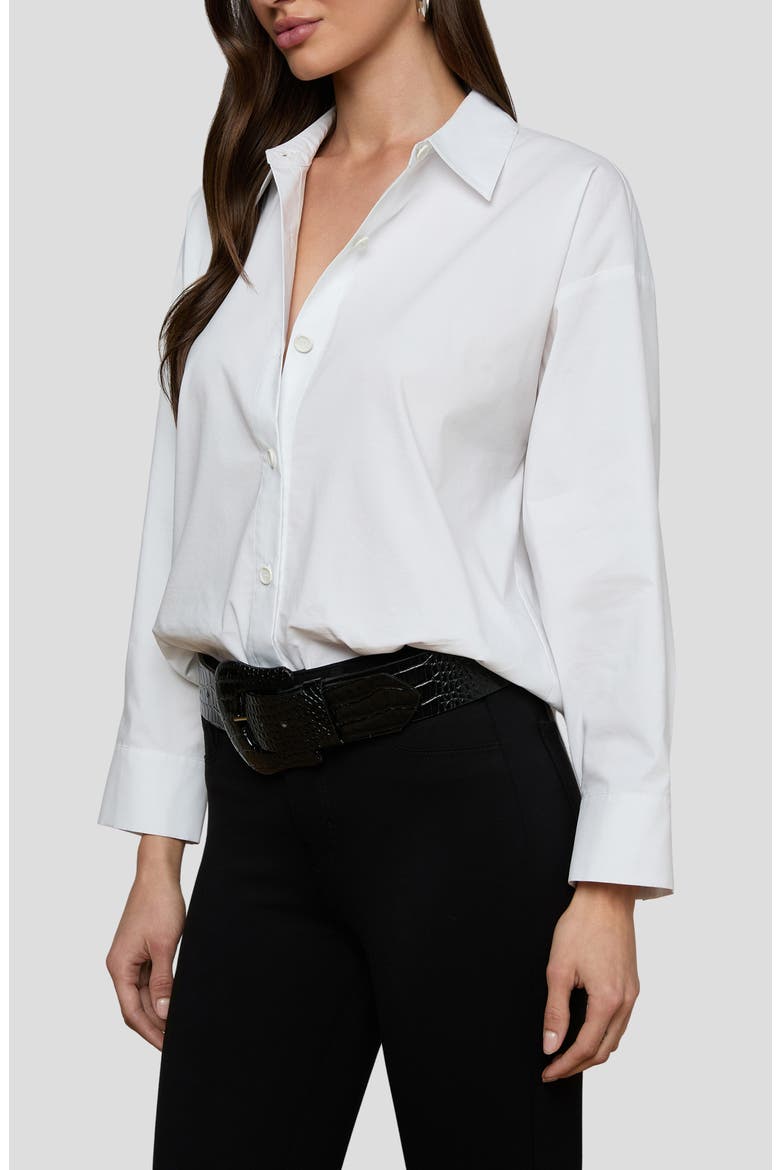 Rylie Relaxed Fit Organic Cotton Blend Button-Up Shirt, Alternate, color, WHITE