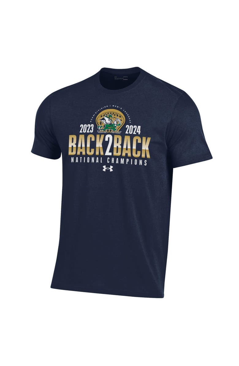 Under Armour Men's Under Armour Navy Notre Dame Fighting Irish Back-To-Back NCAA Men's Lacrosse National Champions T-Shirt, Alternate, color, 