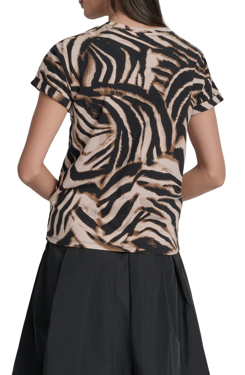 DKNY Abstract Zebra Print Stretch Cotton Top, Alternate, color, Blurred Zebra