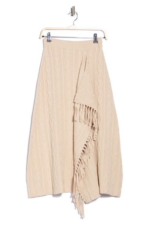 Kara Cable Knit Fringe Midi Skirt