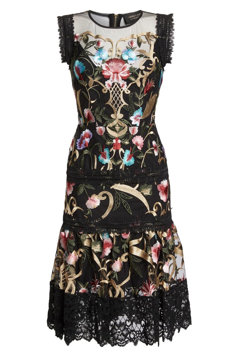 Bronx & Banco Agata Embroidered Fit and Flare Dress, Alternate, color, MULTI COLOR