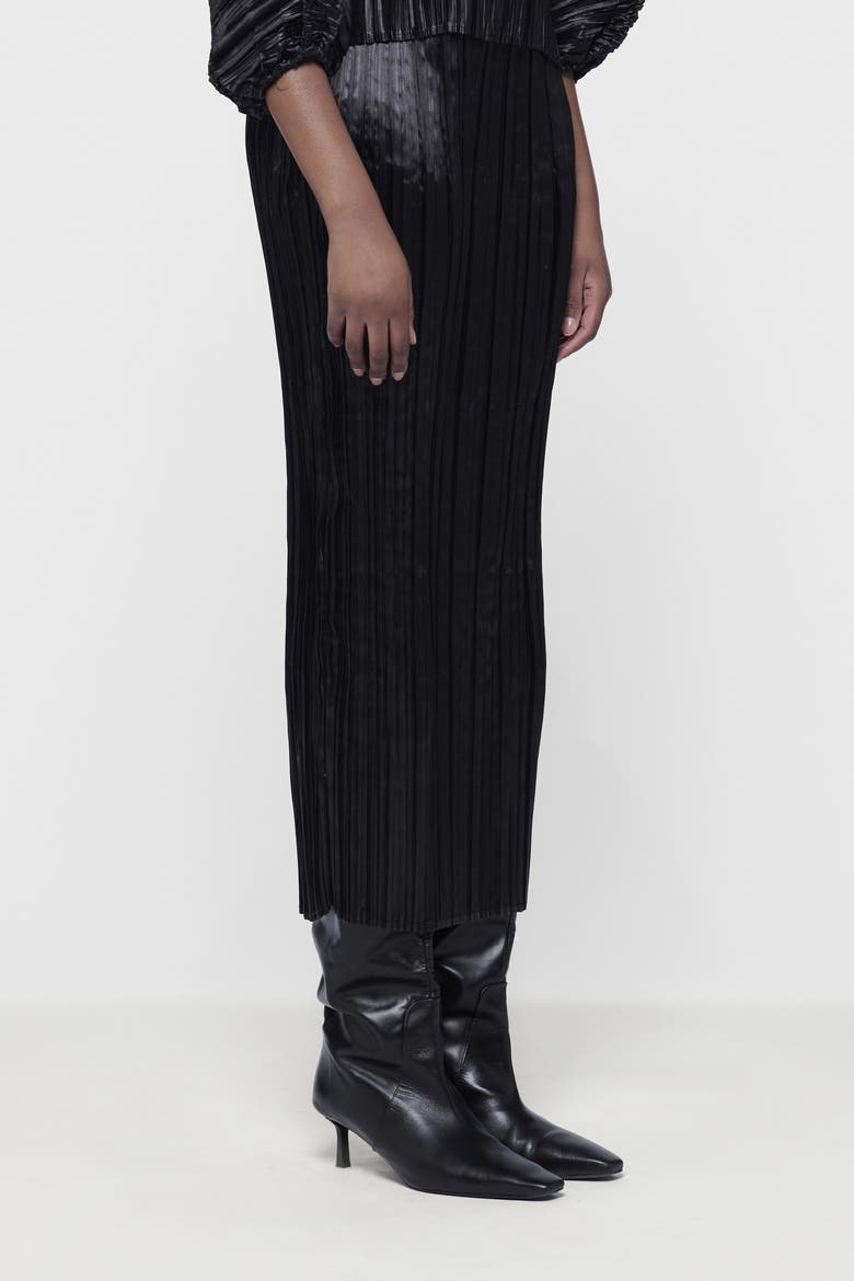Fitted Plisse Skirt, Alternate, color, Black