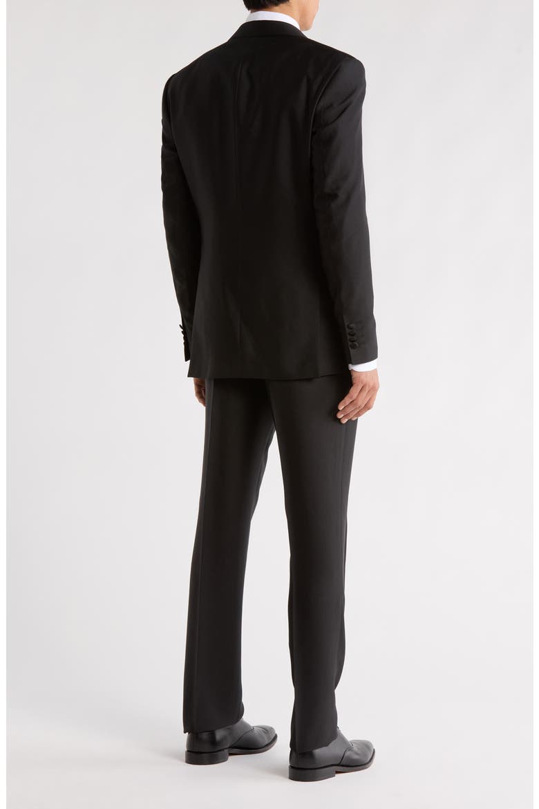 Stacy Adams Solid Peak Lapel 3-Piece Tuxedo, Alternate, color, BLACK