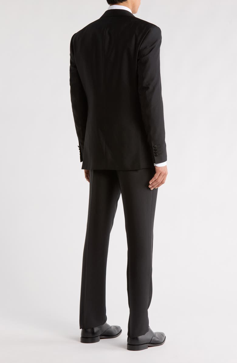 ZEGARIE Stacy Adams Solid Peak Lapel 3-Piece Tuxedo, Alternate, color, Black