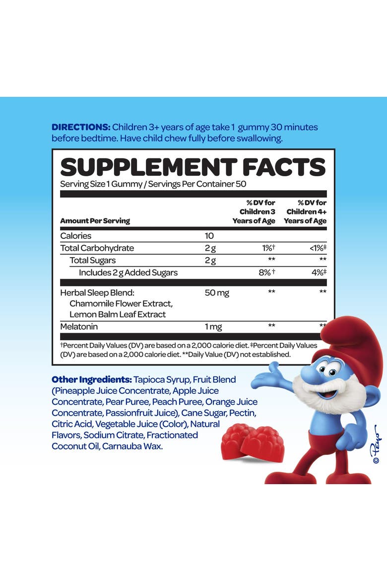 Restful Sleep Kids Vitamin Gummies with Melatonin, Smurfs Berry Flavored, 50ct, Alternate, color, None